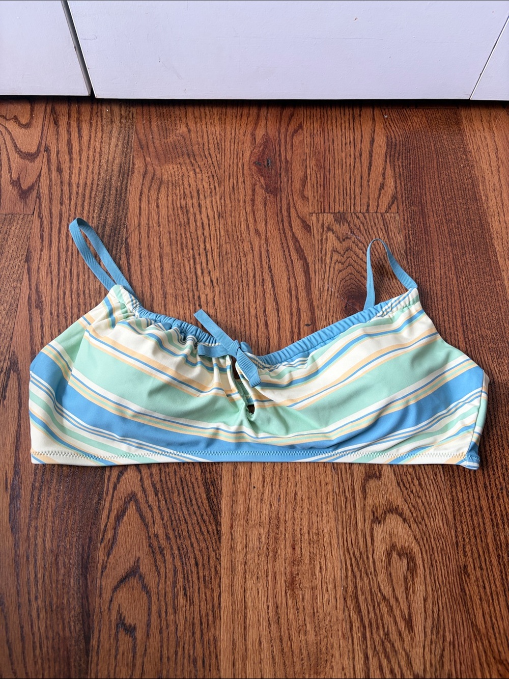 aerie Mint Green & Sky Blue Striped Swim Bikini Top Size XL